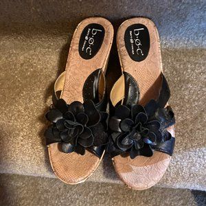 Born Concepts Black Leather Wedge Sandal